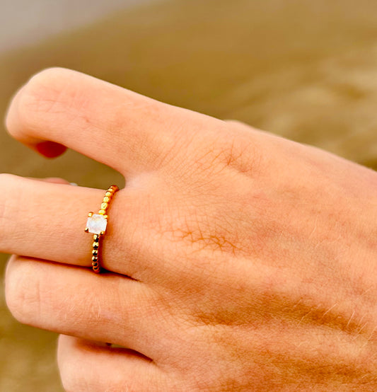 Luna | Bague pierre de lune | Argent 925 plaqué or