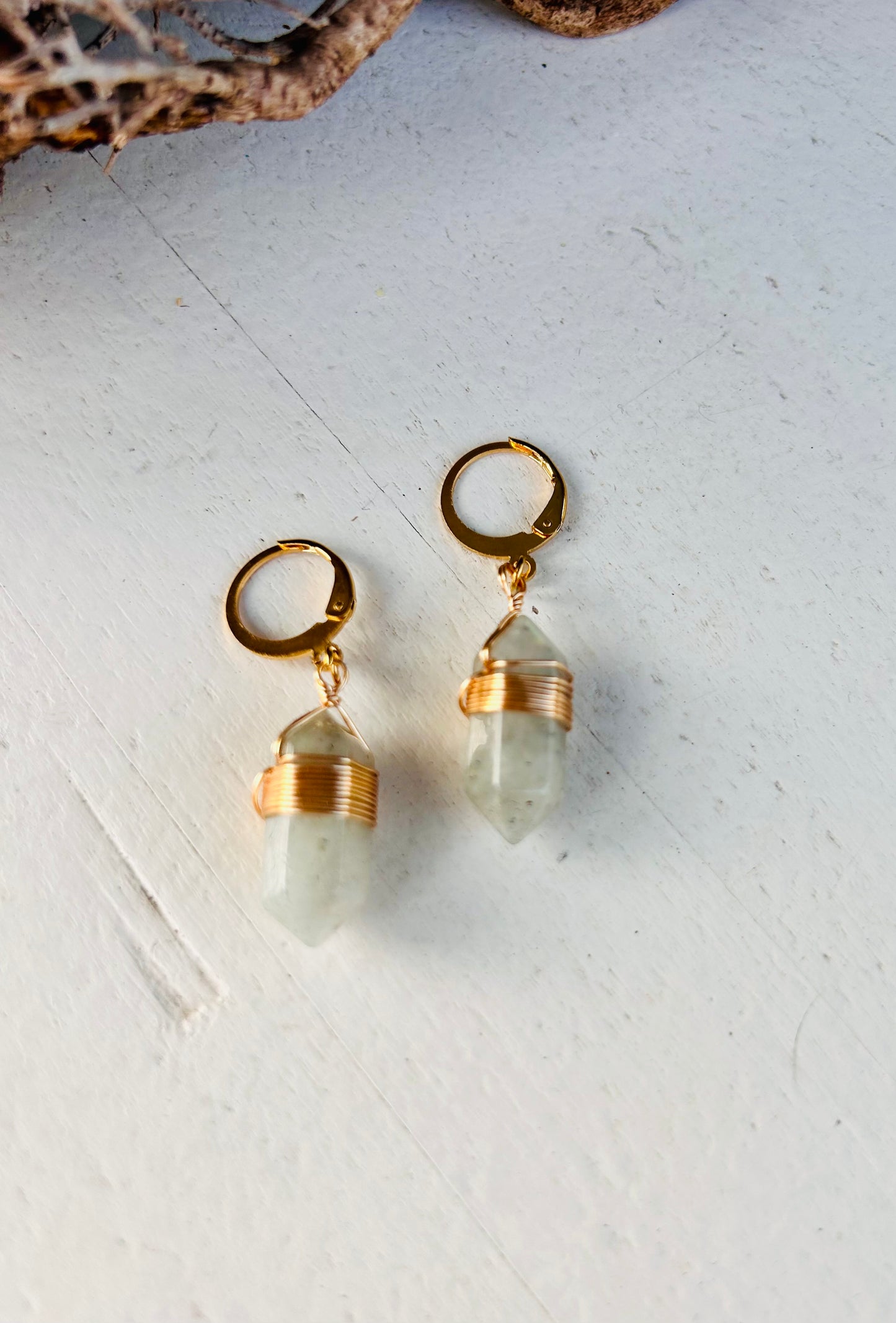 Boucles d'oreilles en cristal avec dentelle