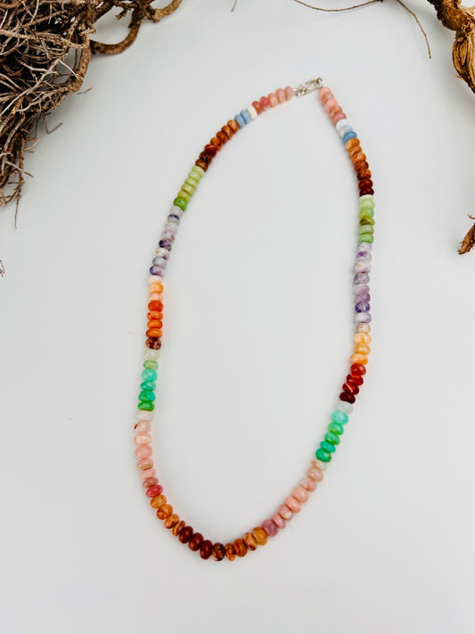 Collier bouton opale multi | Pièce unique