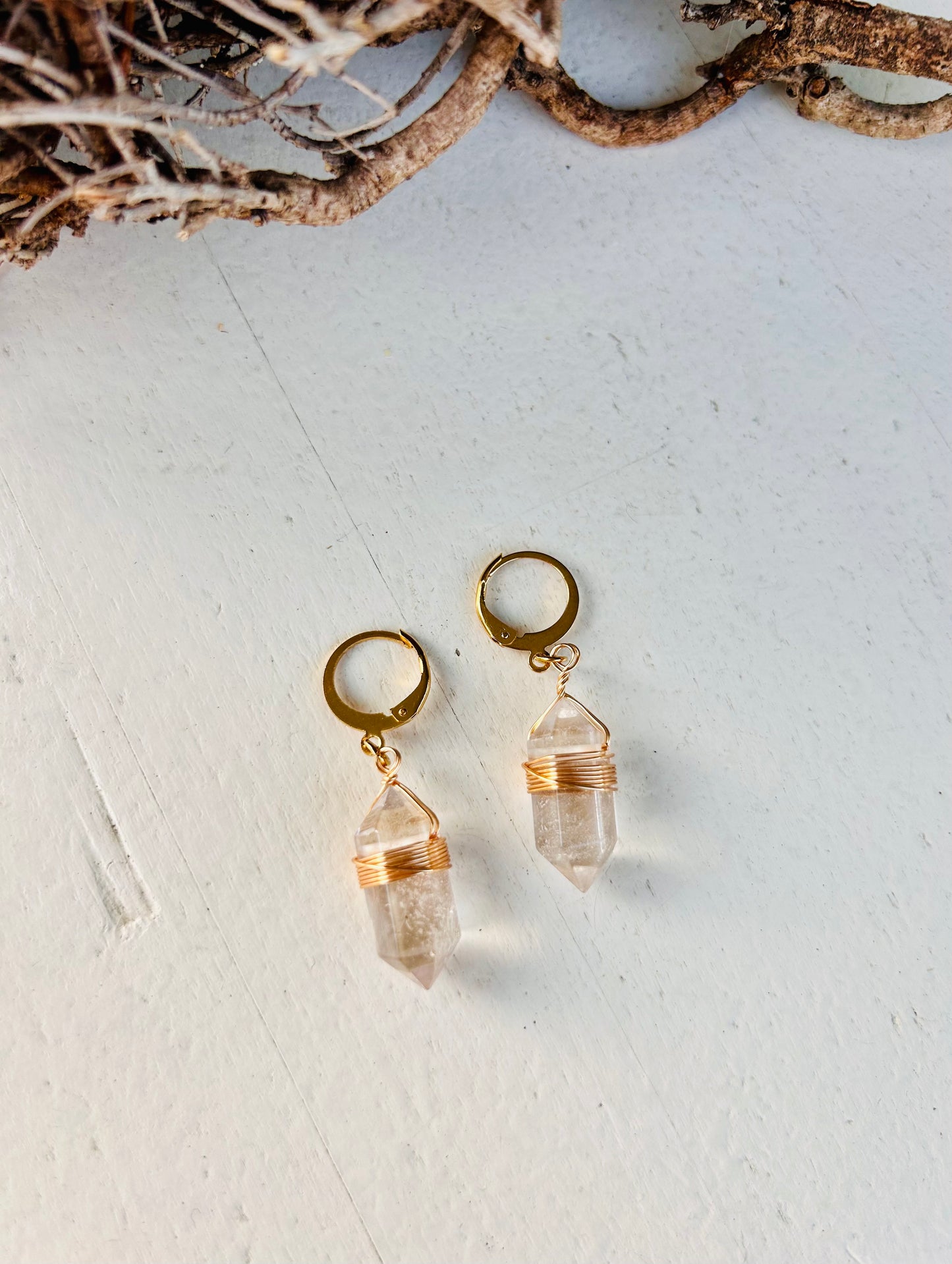 Boucles d'oreilles en cristal avec dentelle