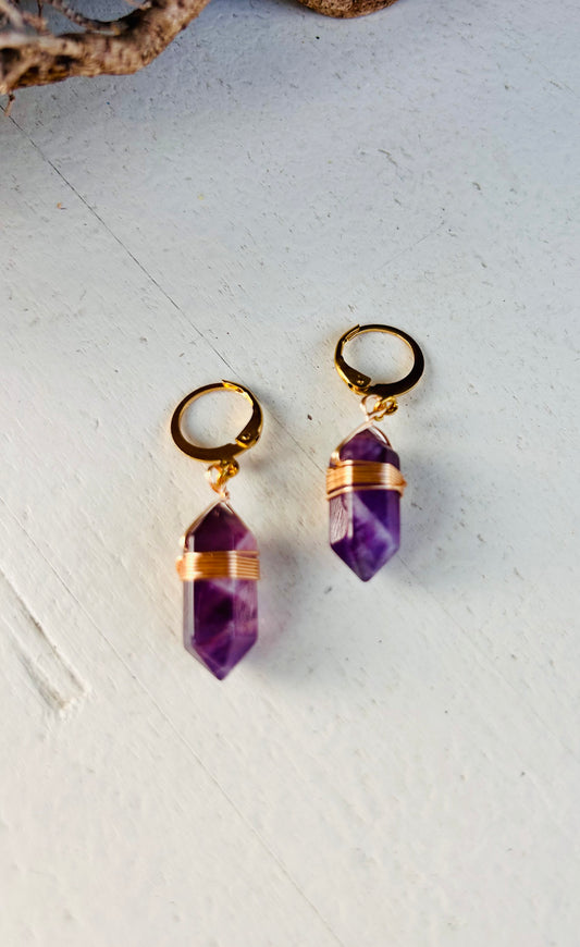 Boucles d'oreilles en cristal avec dentelle