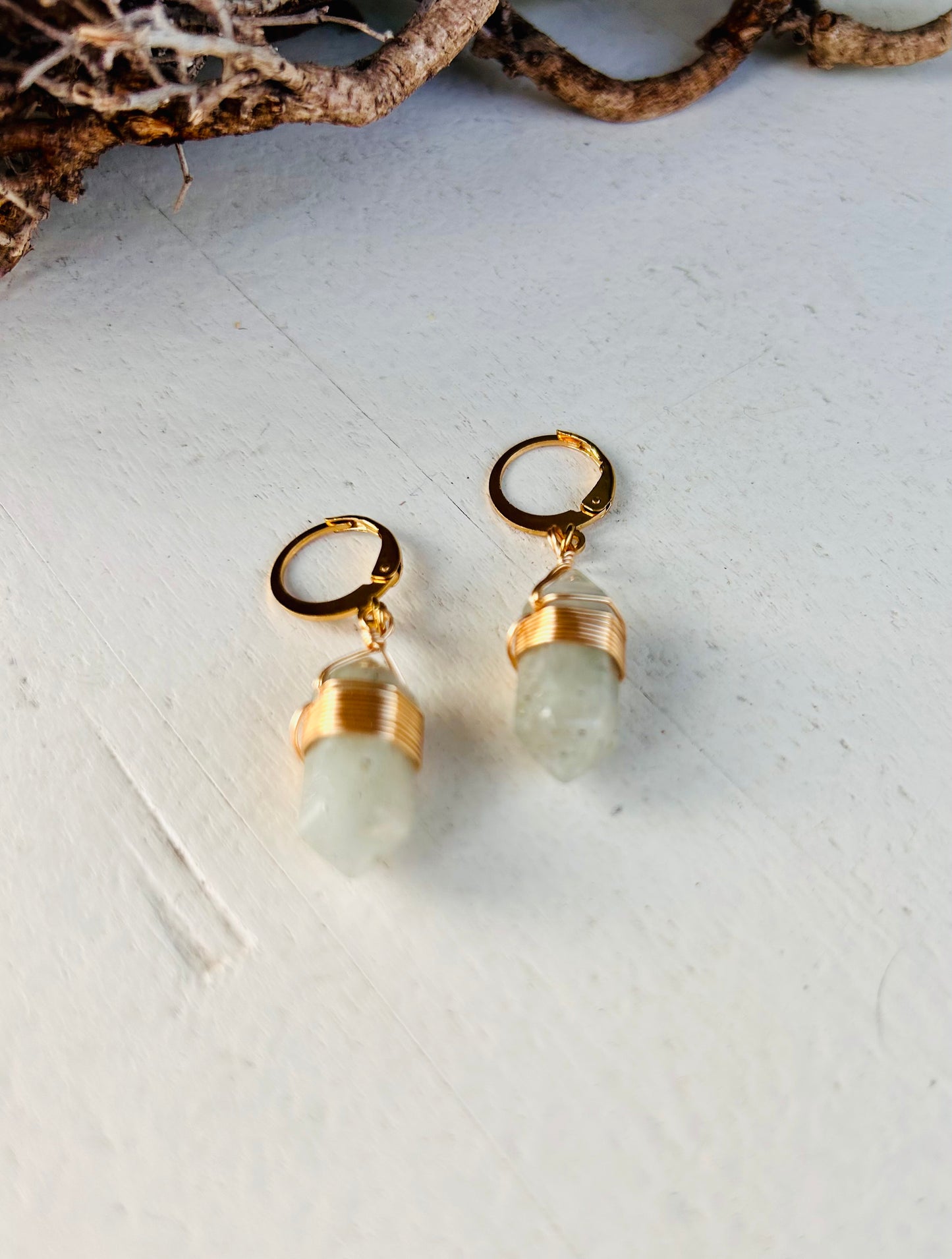 Boucles d'oreilles en cristal avec dentelle