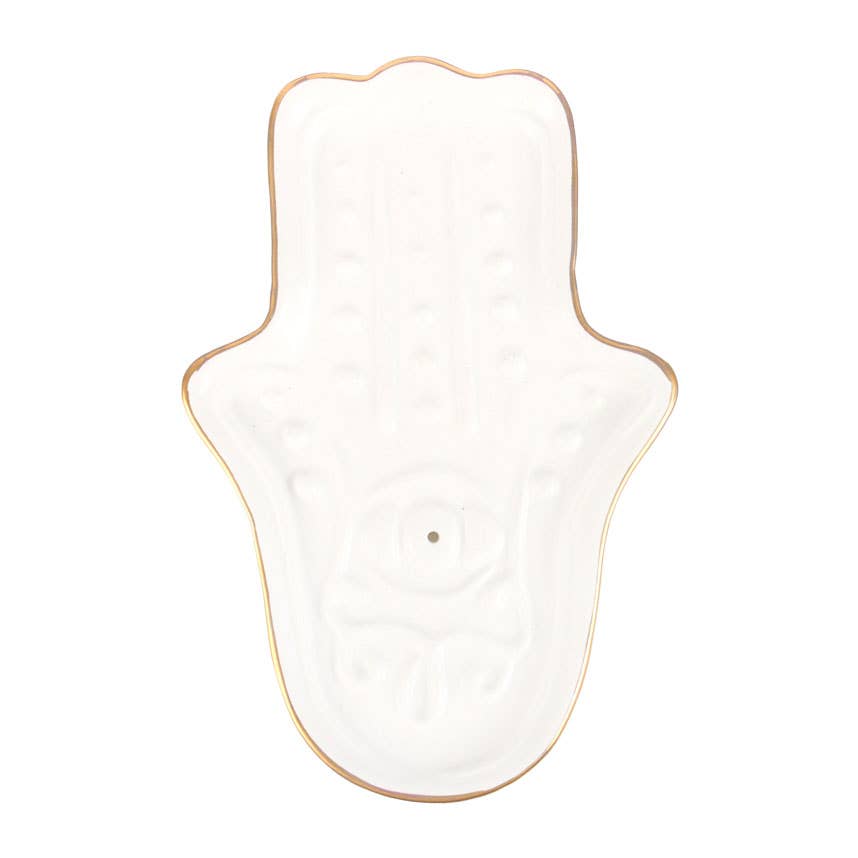 Porte-encens main de Hamsa blanc