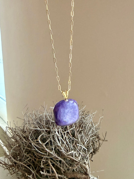 Pendentif Charoite or | argent