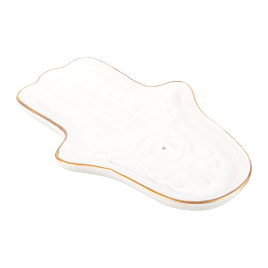 Porte-encens main de Hamsa blanc