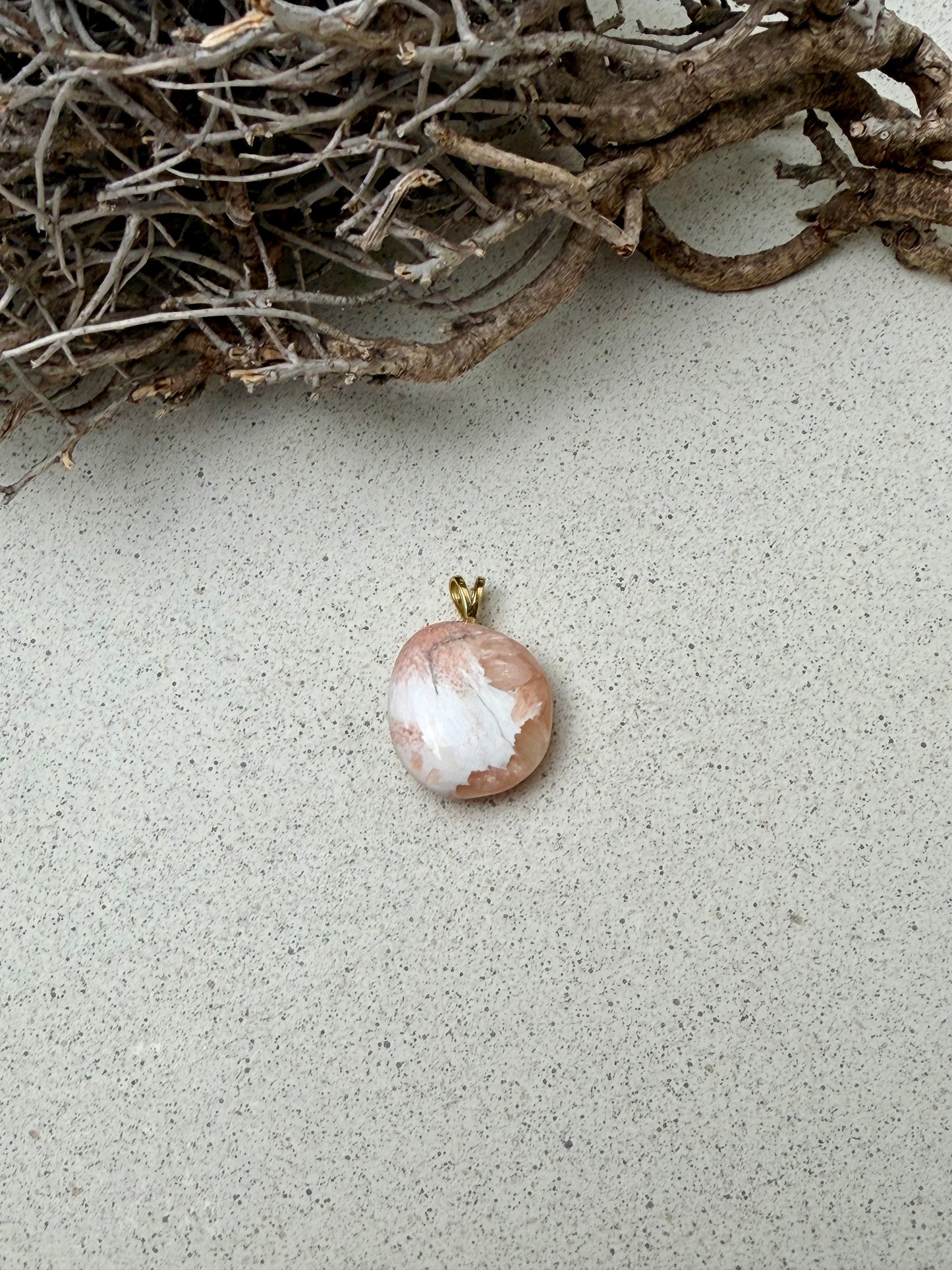 Skolezit mit Stilbit Ketten Anhänger 925 Silber | vergoldet