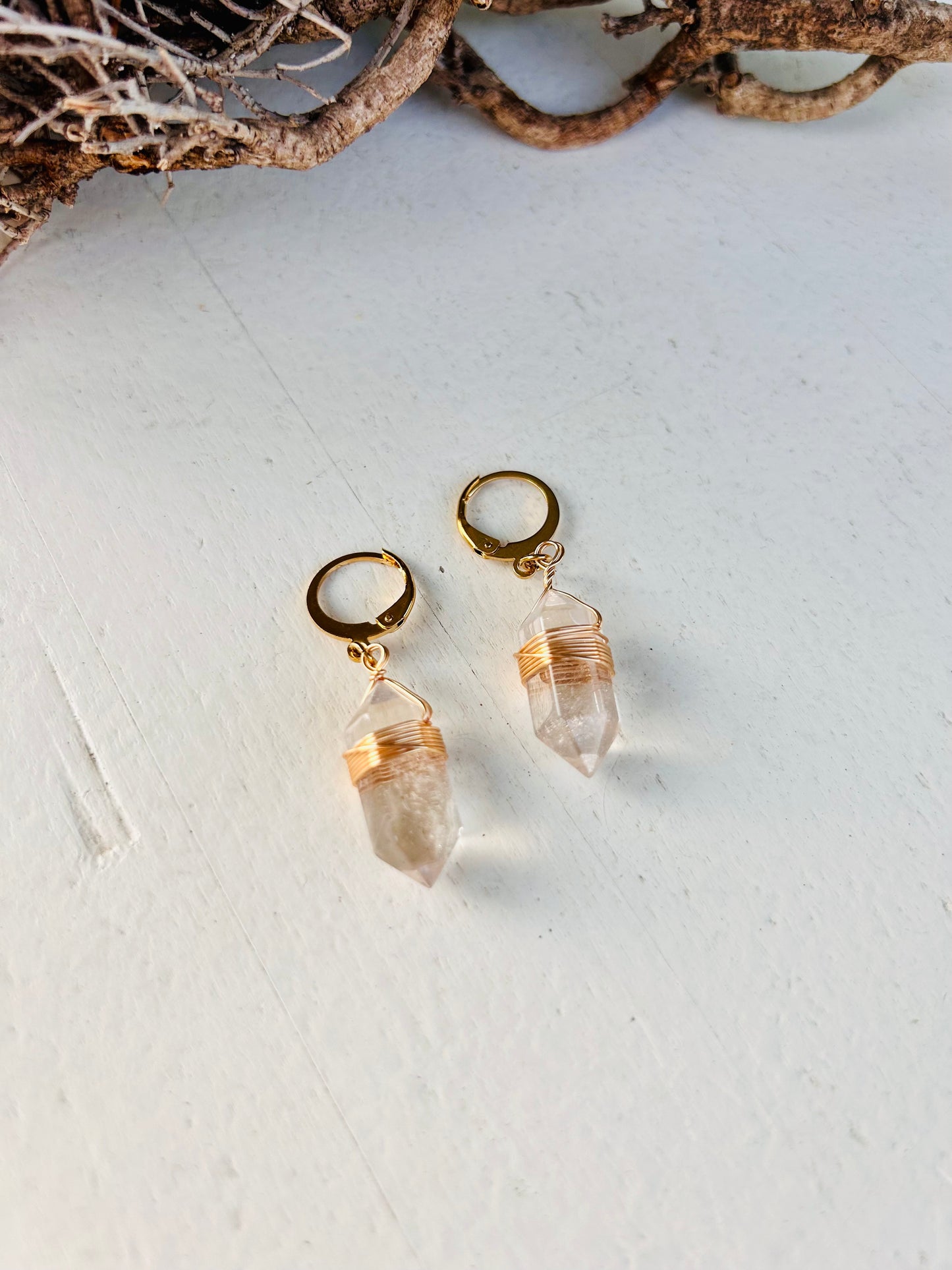 Boucles d'oreilles en cristal avec dentelle