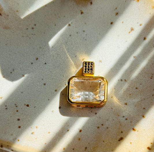 Pendentif en cristal de roche et spinelle - Vesta