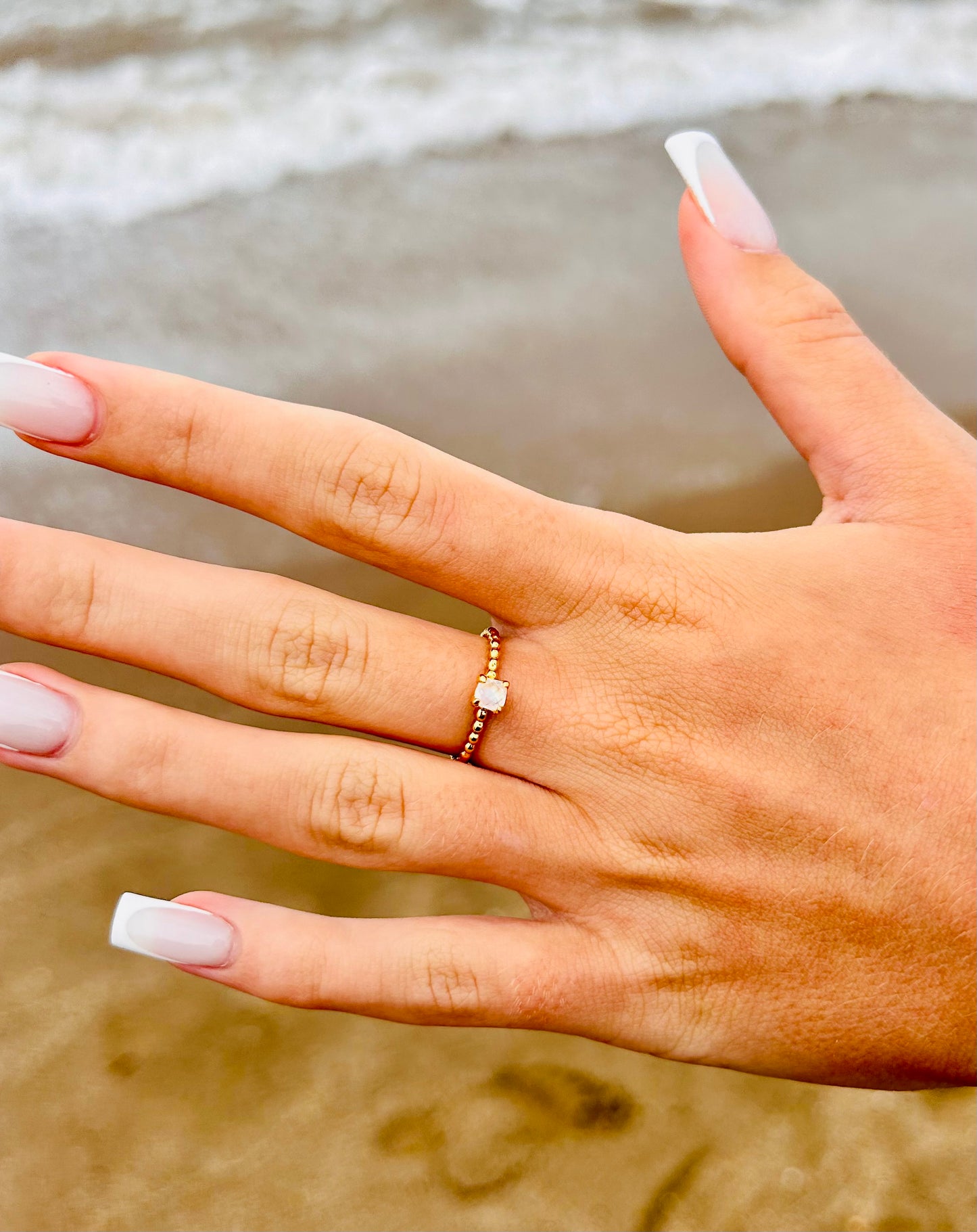 Luna | Bague pierre de lune | Argent 925 plaqué or
