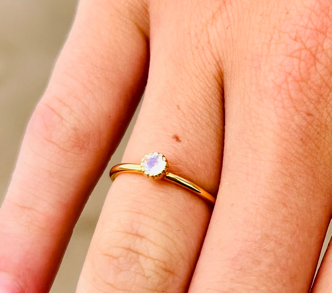 Bague pierre de lune | Argent 925 plaqué or