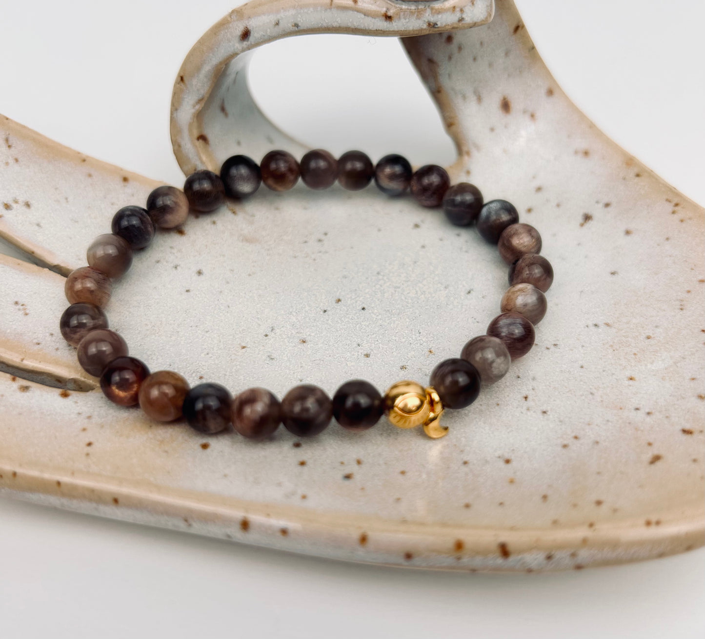 Bracelet en pierre de lune foncée | Fait main