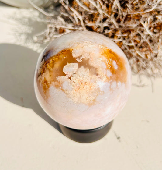 Sphère d'agate fleur de cerisier | Unique