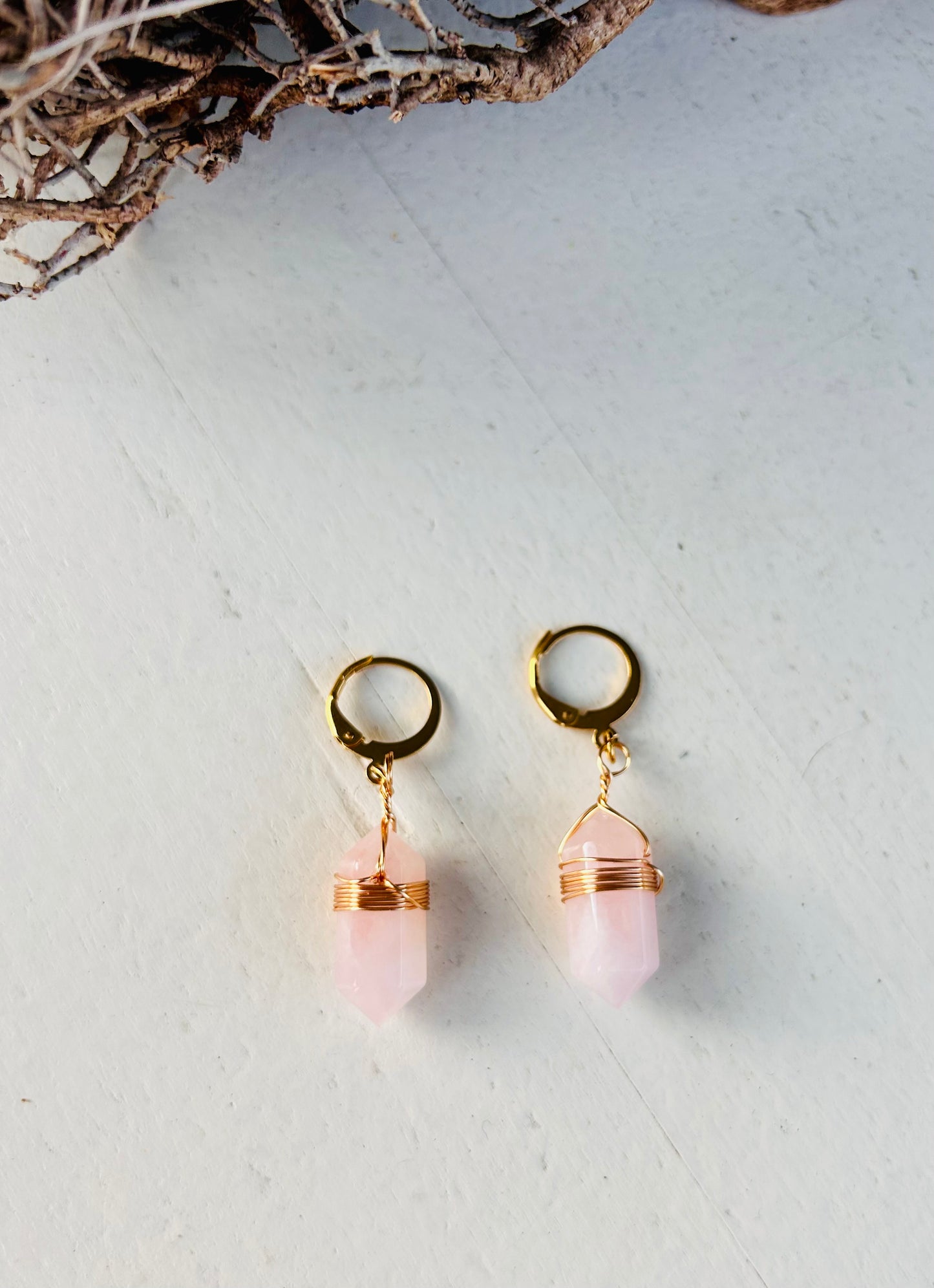 Boucles d'oreilles en cristal avec dentelle