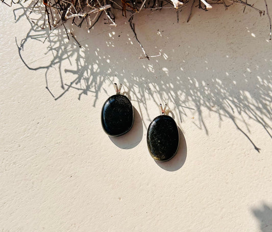 Collier pendentif en obsidienne dorée