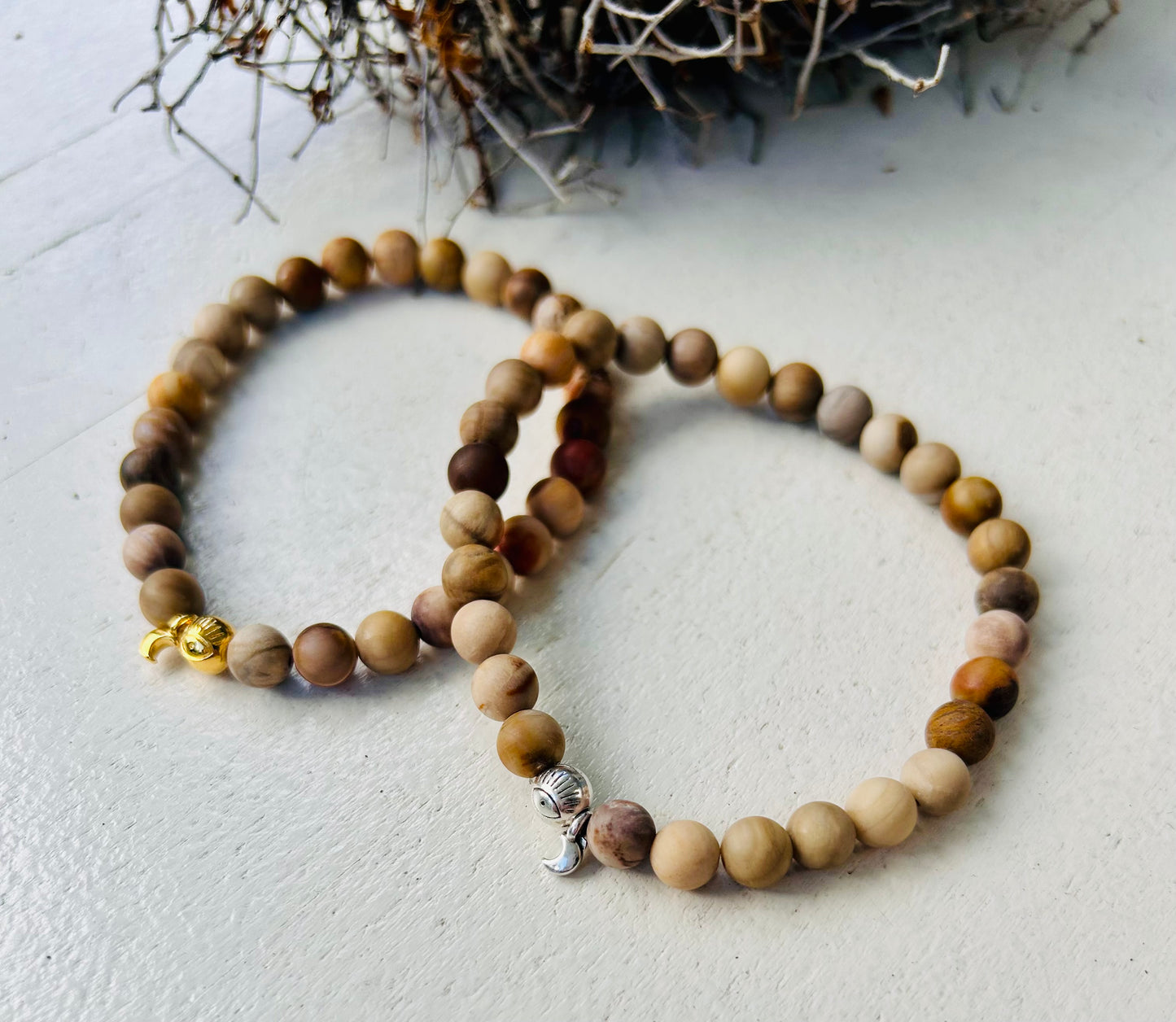 Bracelet en bois pétrifié | Fait main
