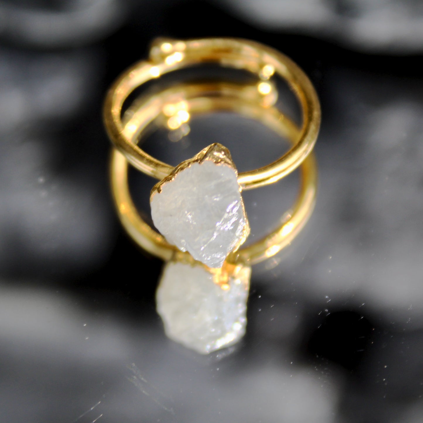 Bague | Pierre de lune | Améthyste | Péridot | Cristal de roche stable