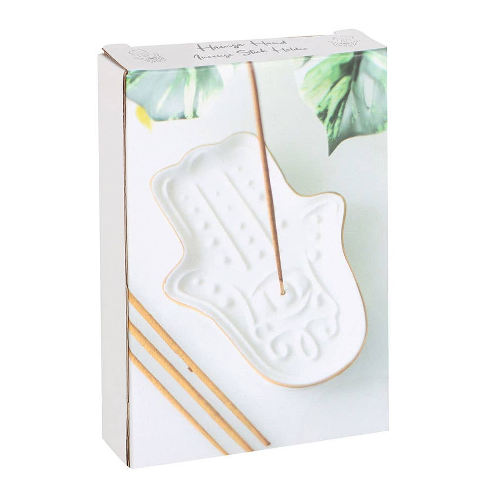 Porte-encens main de Hamsa blanc