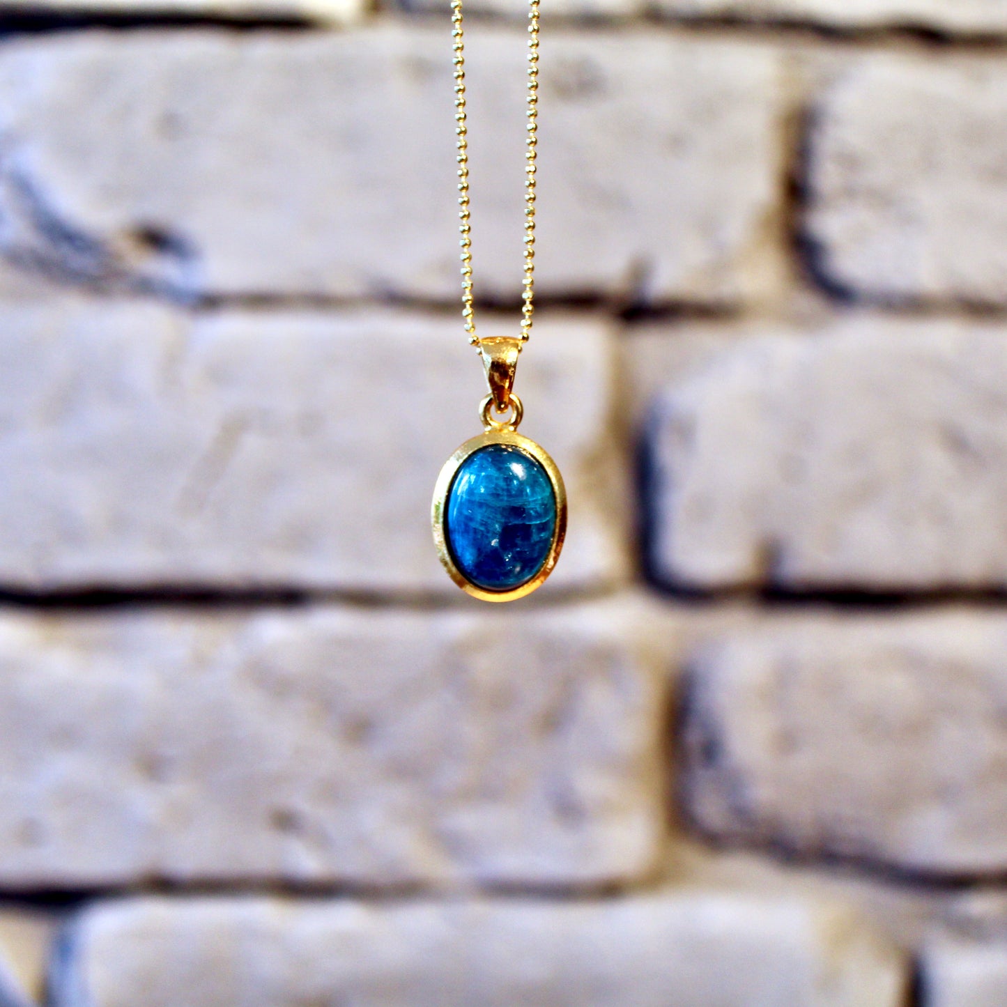 Pendentif en apatite | Argent 925 plaqué or | Édition limitée