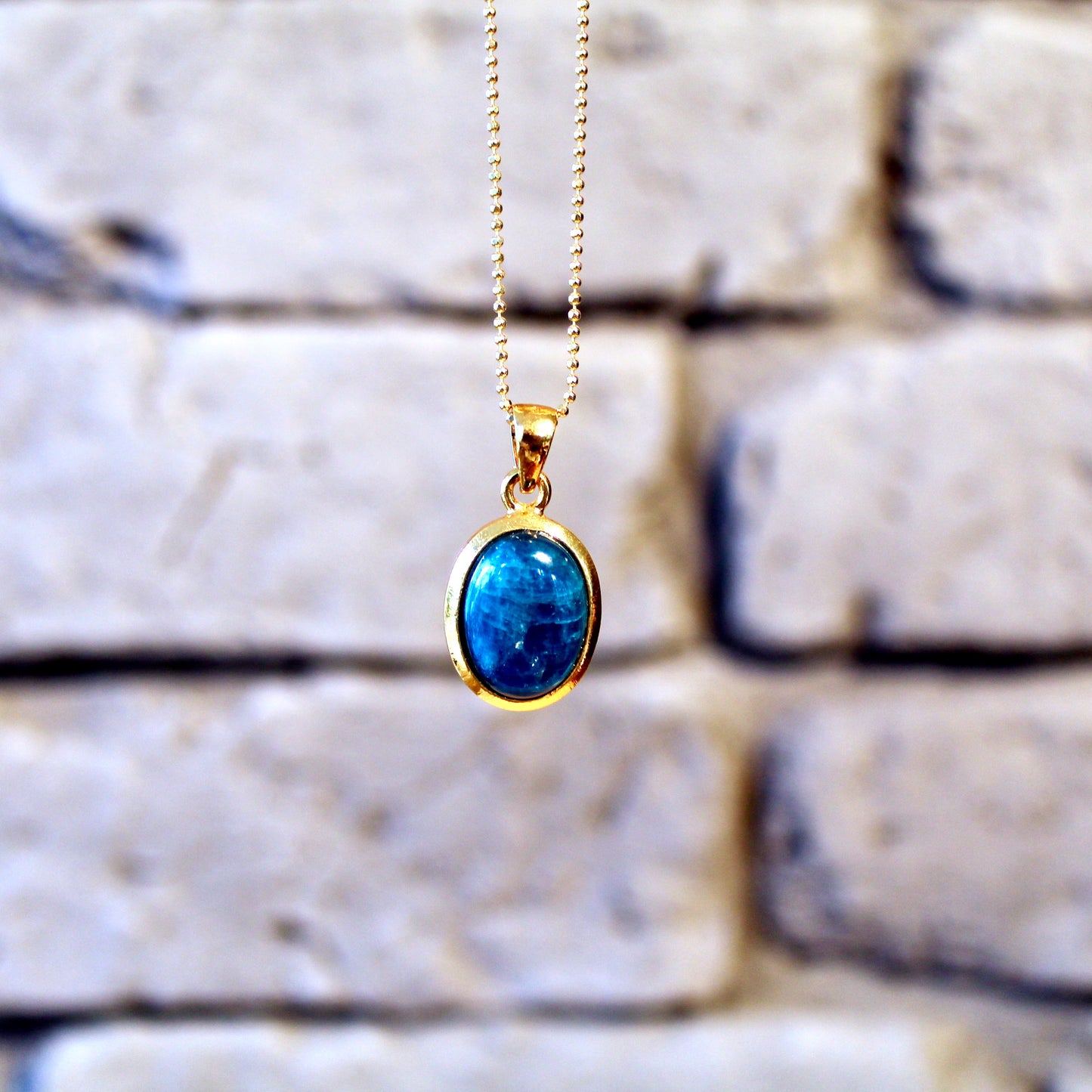 Pendentif en apatite | Argent 925 plaqué or | Édition limitée