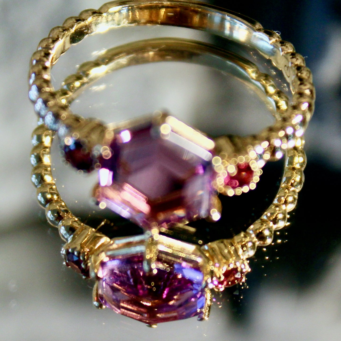 Bague Améthyste Durga | Grenat Rhodolite | Pièce unique