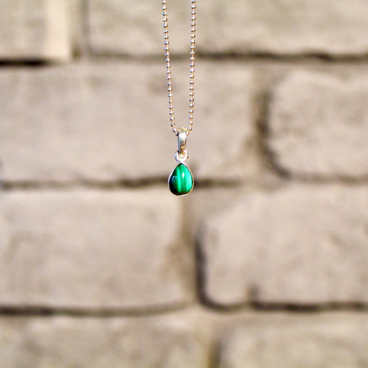 Pendentif malachite en argent 925 | Or 24 carats
