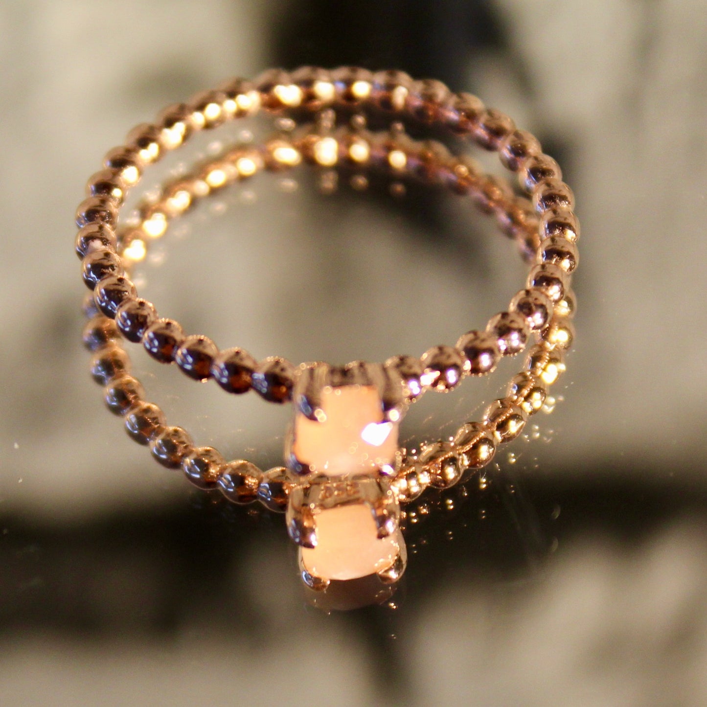 Bague pierre de lune | Or rose