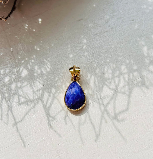 Pendentif Charoïte – Argent 925 plaqué or