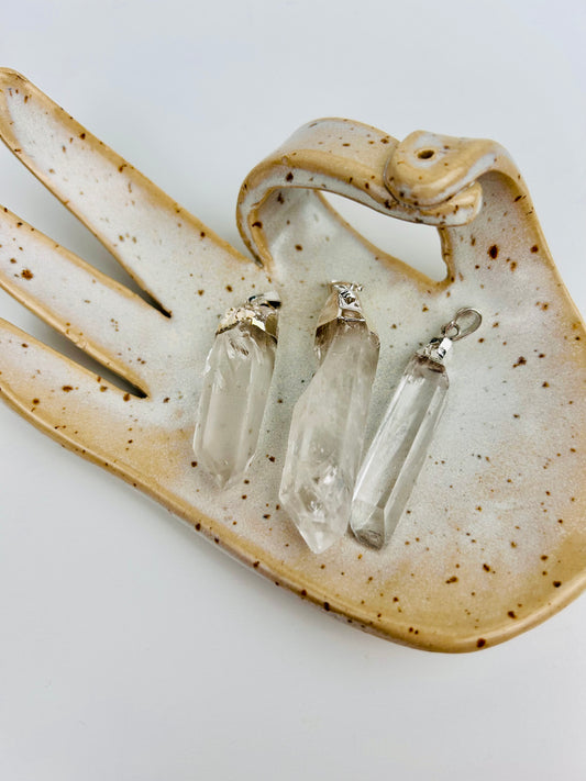 Pendentif cristal de roche argent XL