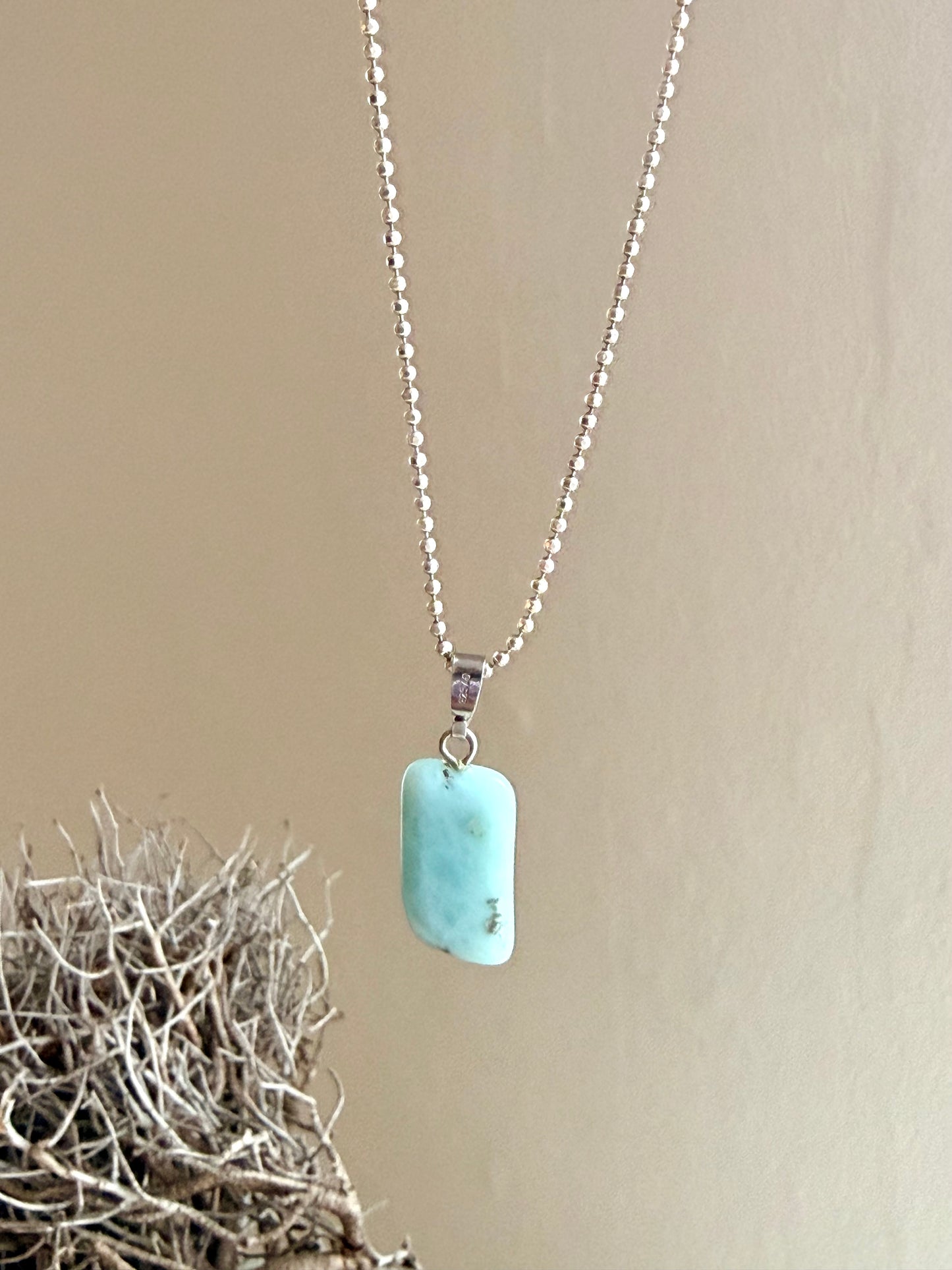 Larimar Anhänger – Silberöse | Einzelstück