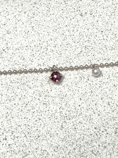 925 Silberarmband · Granat & Perle