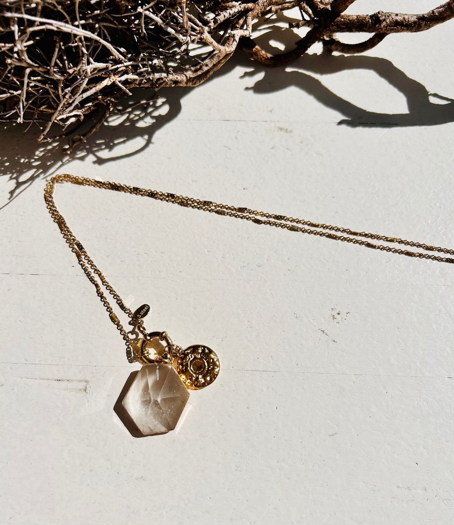 Collier Amulette de Clarté avec Cristal de Roche | Quartz Rose | Édition Limitée 