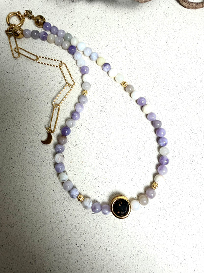 Alchemia - Violet Flame · Opal & Rauchquarz Collier | Limited Edition