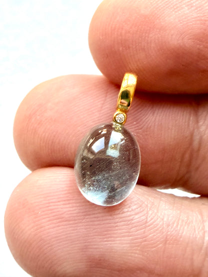 Aquamarin Anhänger mit Zirkonia  – Zarter Edelstein-Schmuckstück