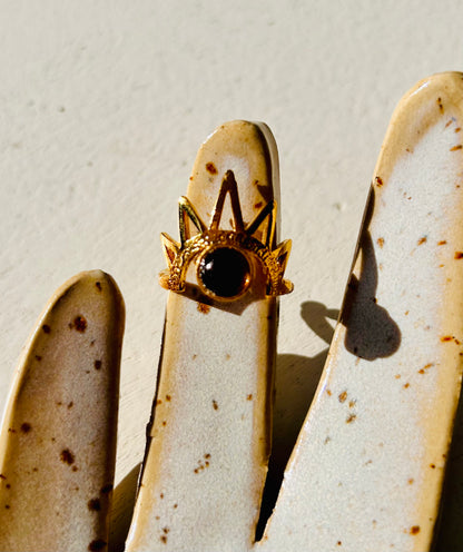 Bague - Pierre de lune arc-en-ciel d'Isis | Onyx | Cornaline | Améthyste