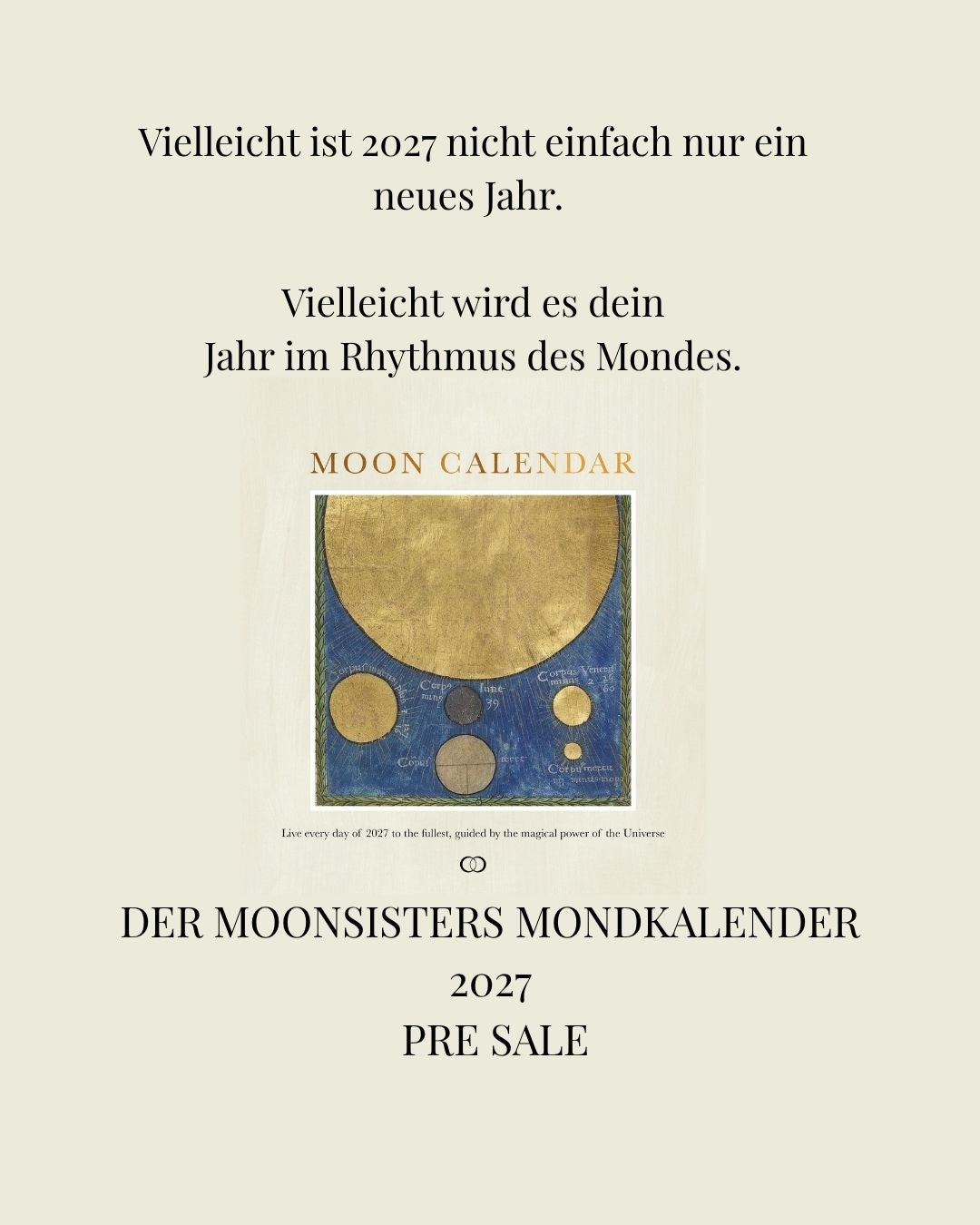 Moonsisters Mondkalender 2027 Deutsch – mit 3 Rohsteinen von HejLuna