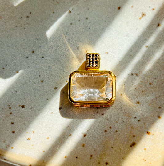 Pendentif en cristal de roche et spinelle - Vesta 
