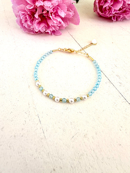 Topas Armband mit Süßwasserperlen