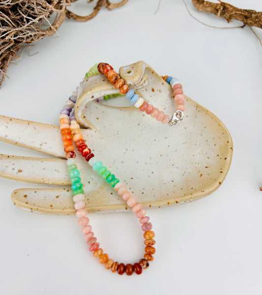 Collier bouton opale multi | Pièce unique