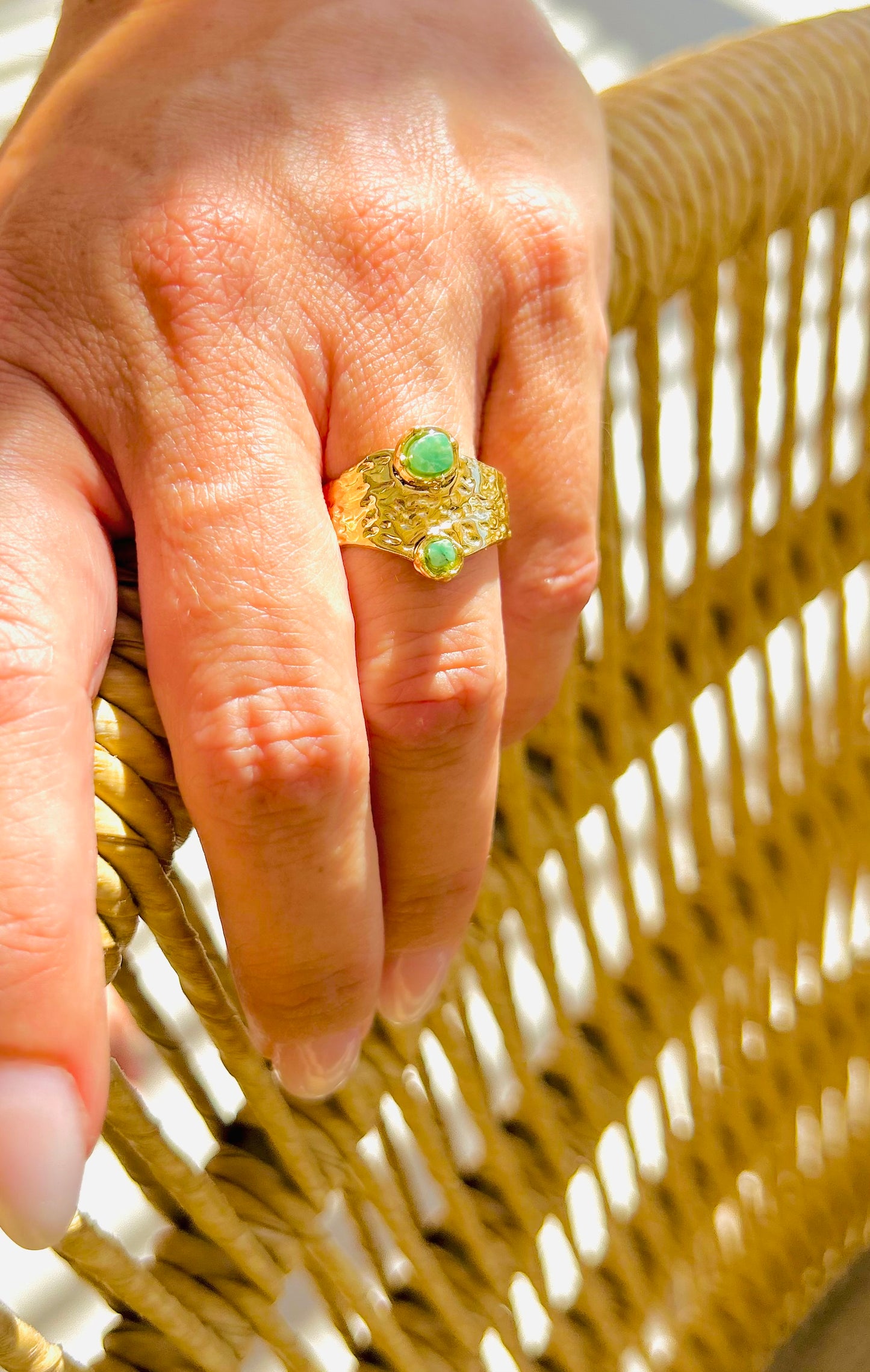 Es Vedrà - bague en acier inoxydable avec pierre précieuse