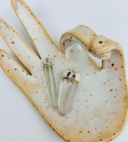 Pendentif cristal de roche argent XL