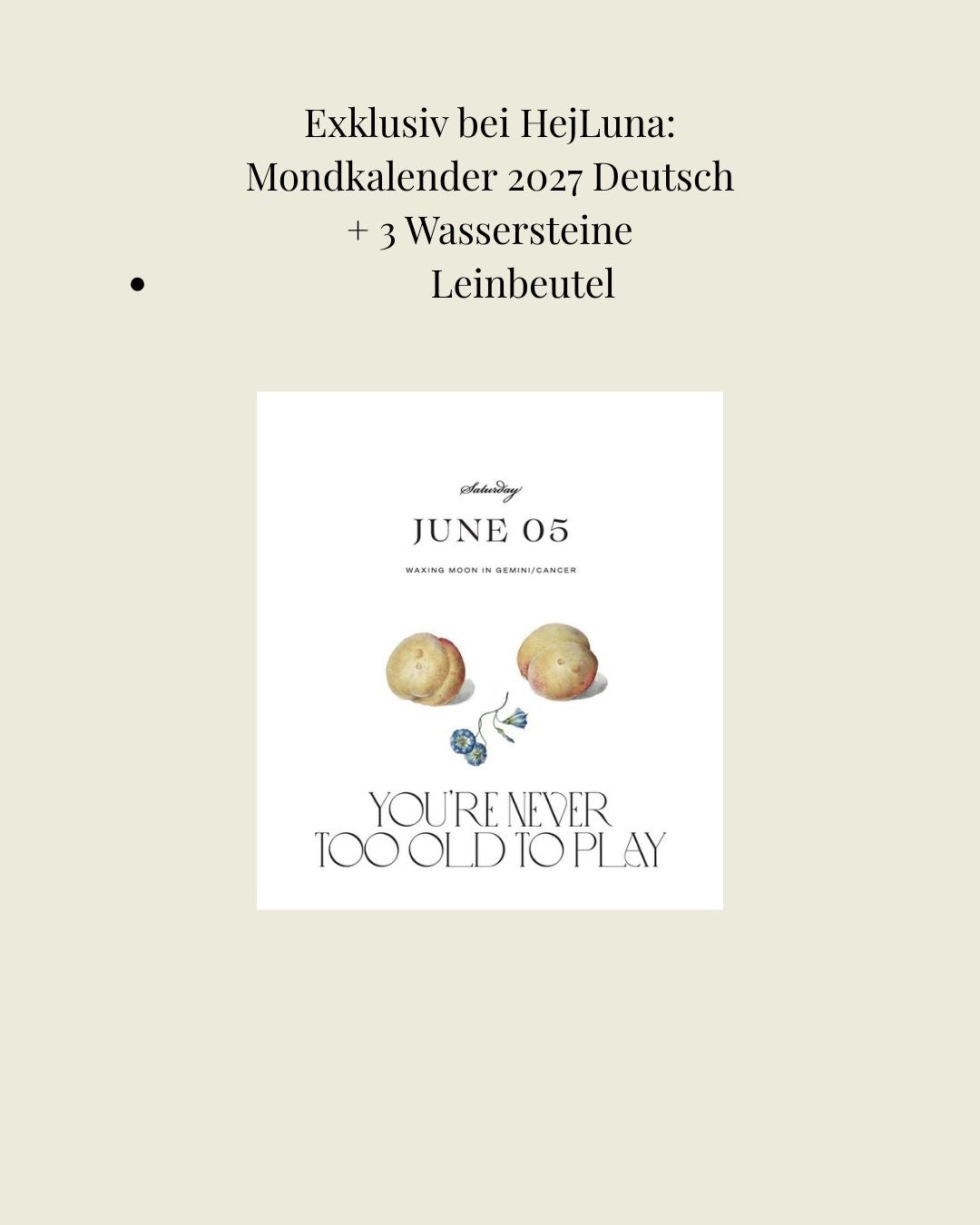Moonsisters Mondkalender 2027 Deutsch – mit 3 Rohsteinen von HejLuna