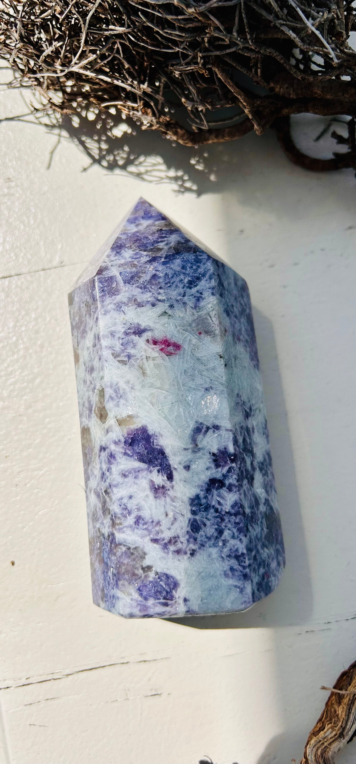 Pointe en lépidolite