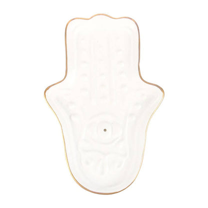 Porte-encens main de Hamsa blanc