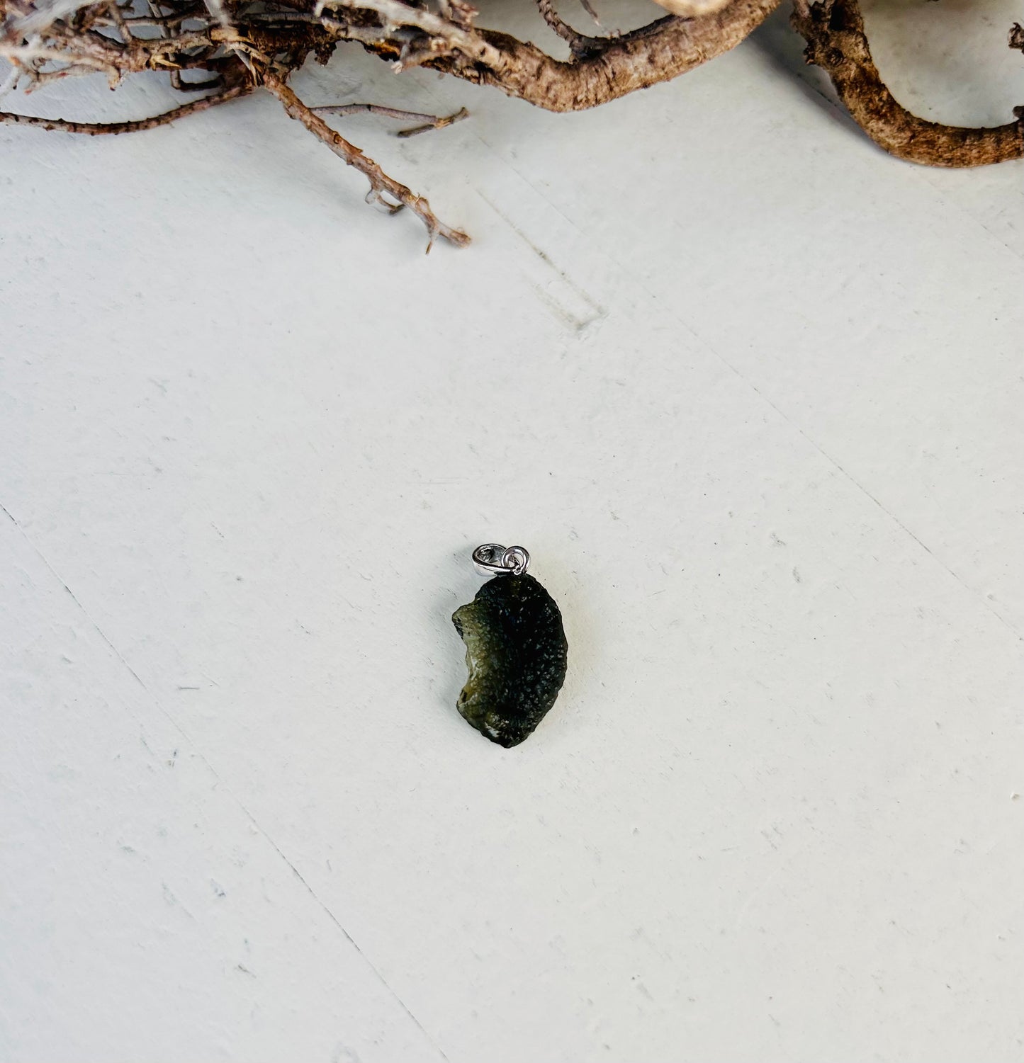 Pendentif en moldavite | Boucle en argent 925 | Pièces uniques