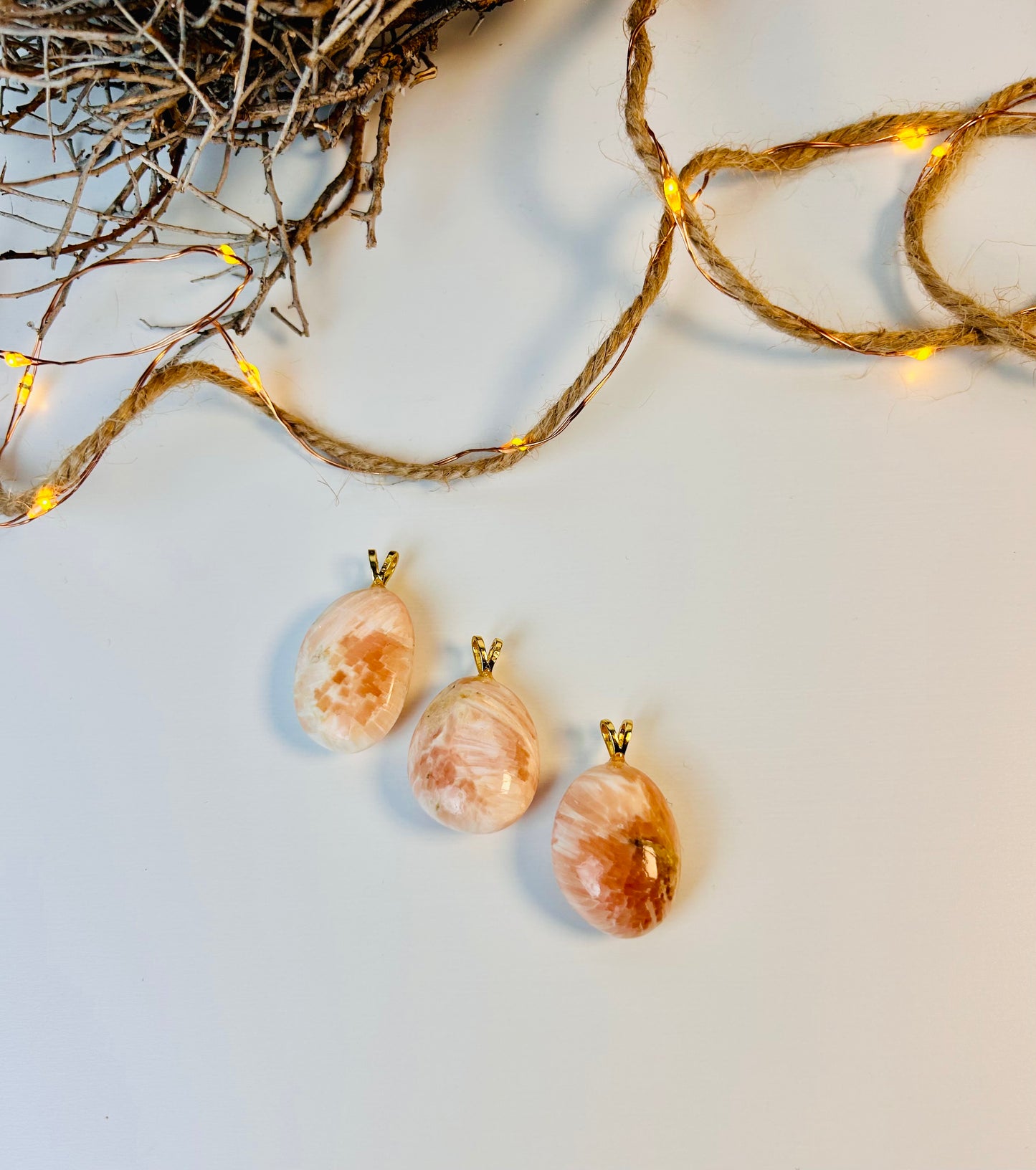 Collier avec pendentif en scolécite et stilbite, argent 925 | Plaqué or