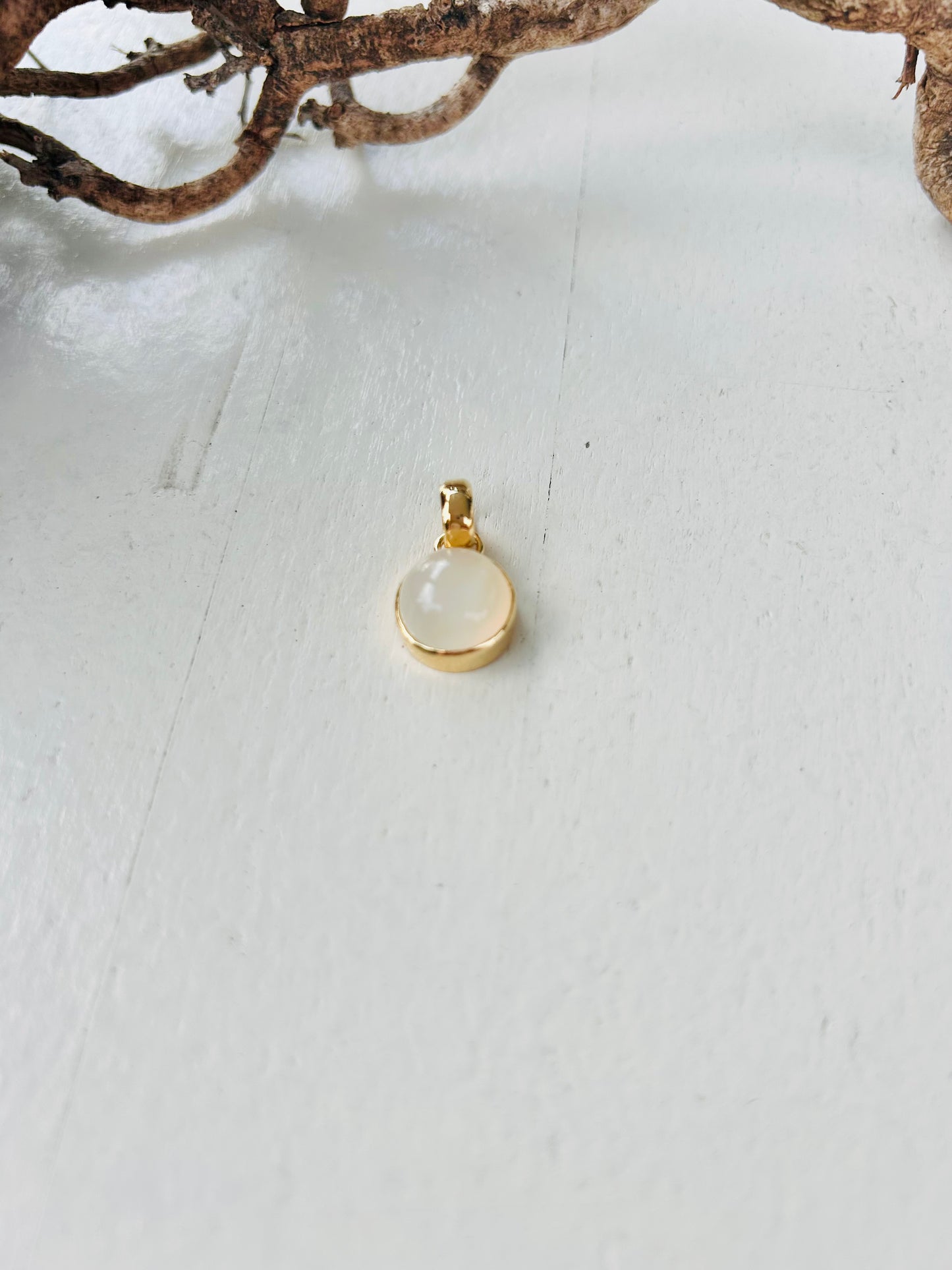 Pendentif pierre de lune | Argent 925 plaqué or