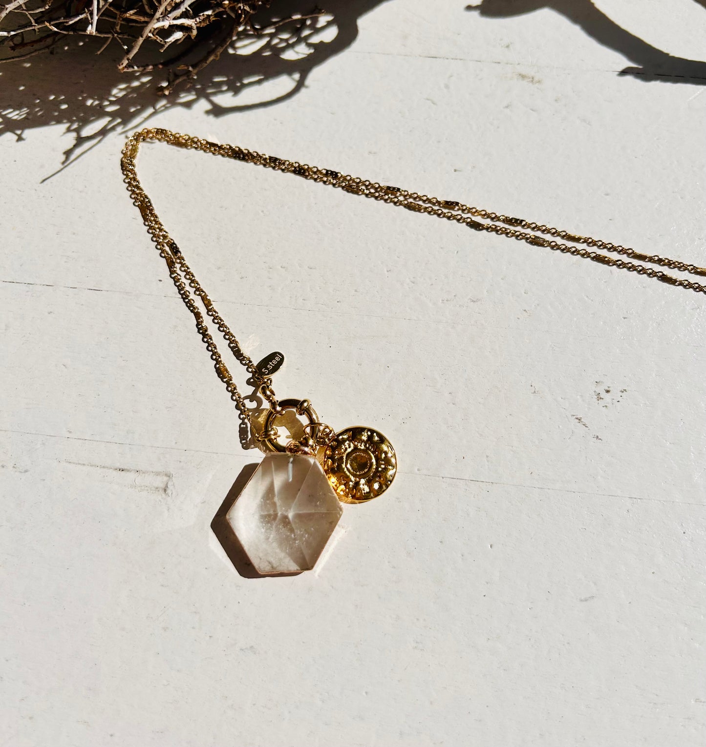 Collier Amulette de Clarté avec Cristal de Roche | Quartz Rose | Édition Limitée 