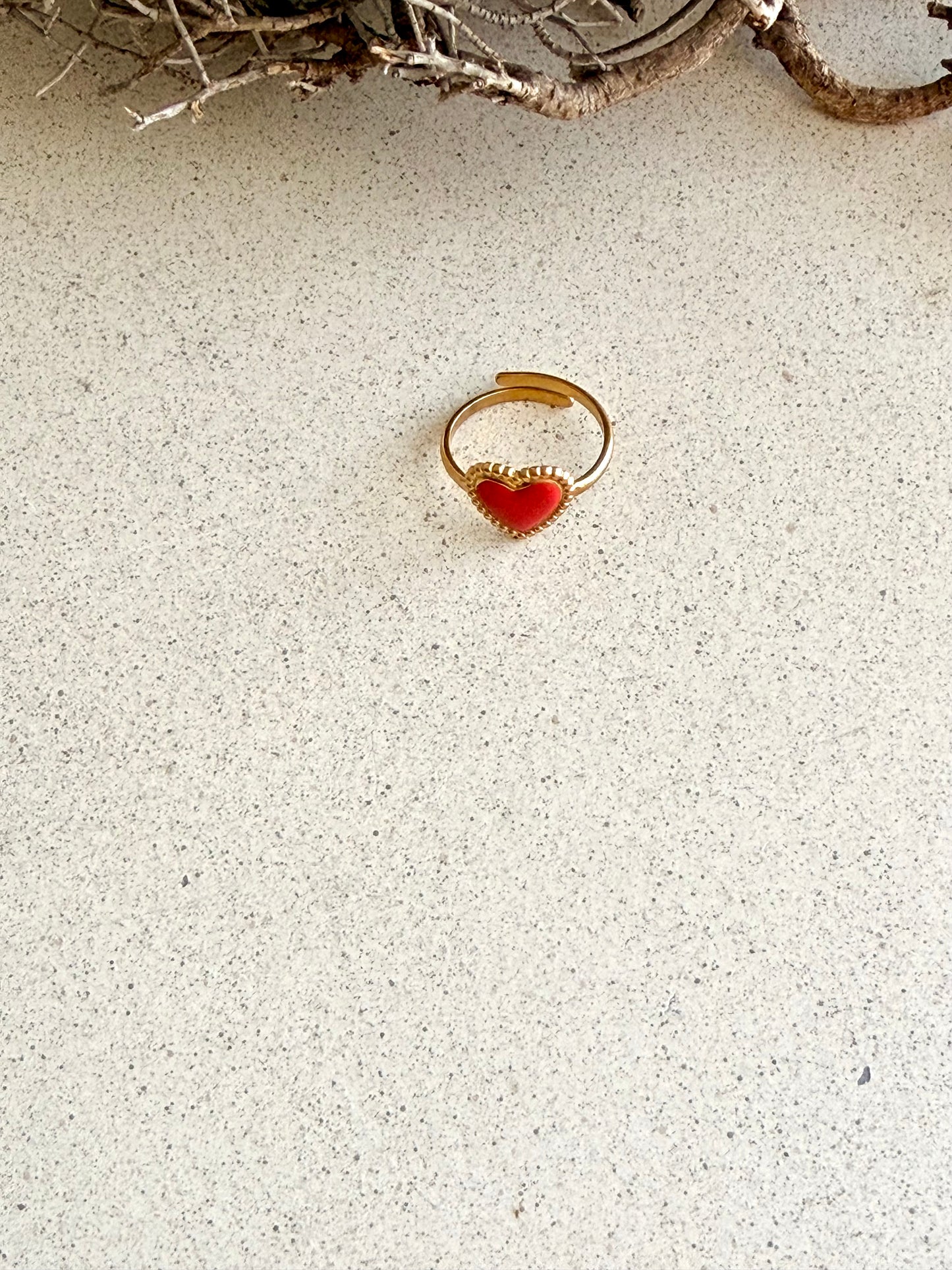 Petit Cœur – Edelstahlring Herz, vergoldet, verstellbar