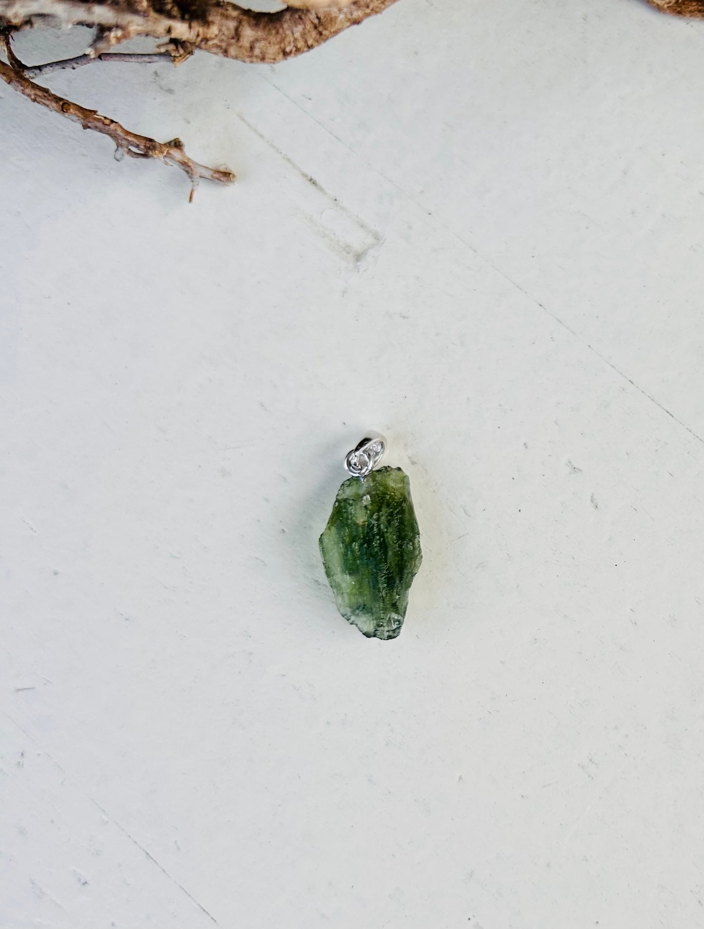 Pendentif en moldavite | Boucle en argent 925 | Pièces uniques