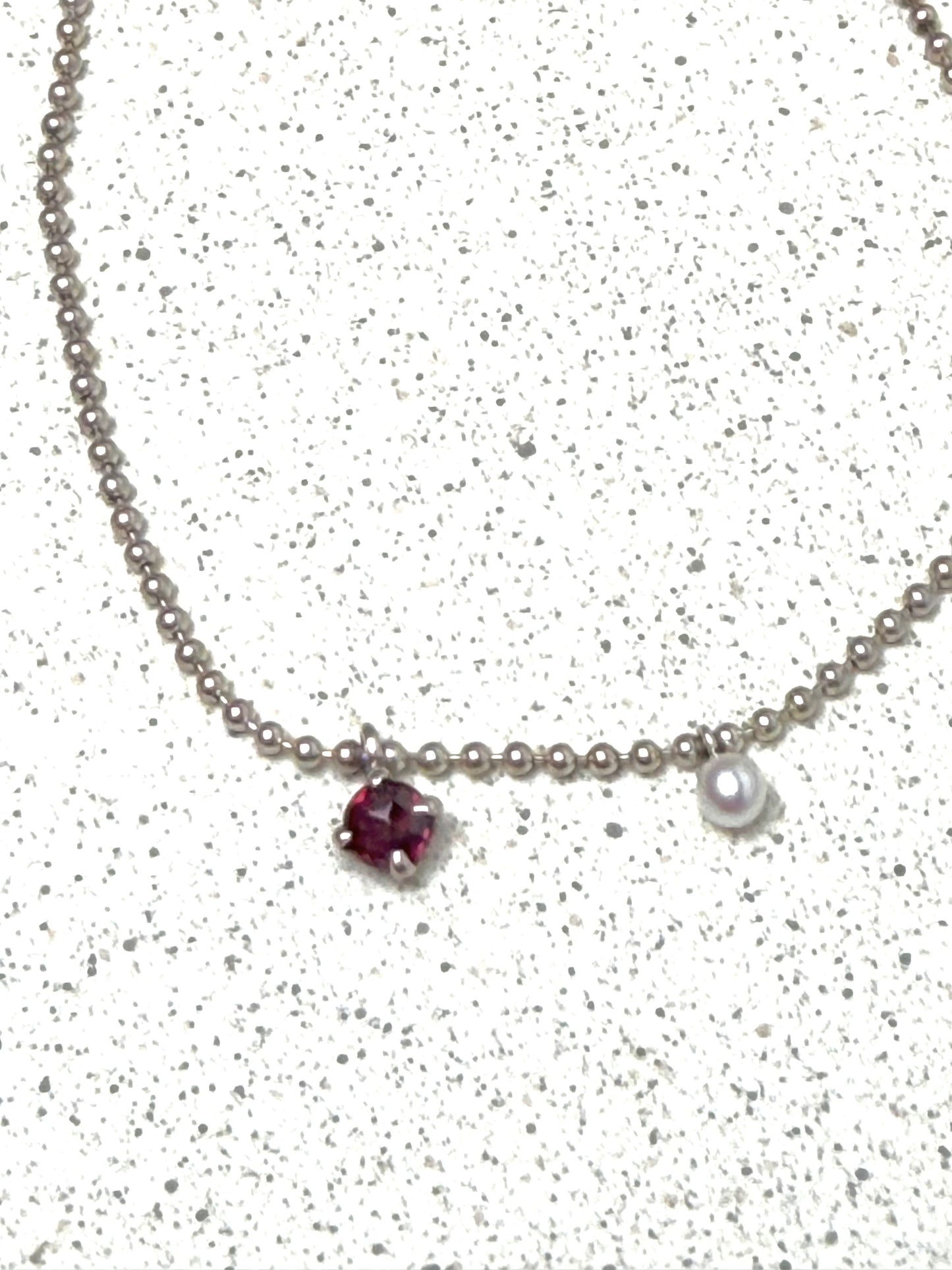 925 Silberarmband · Granat & Perle